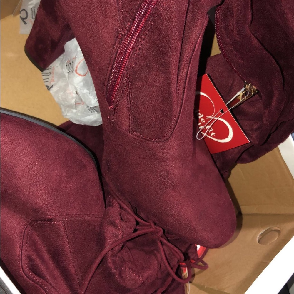 Burgundy Thigh High Boots